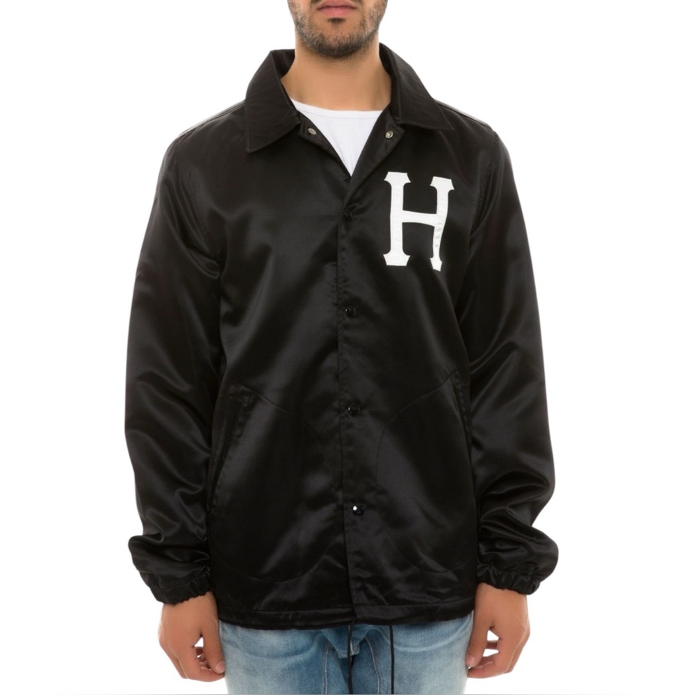 HUF Black Varsity Jacket with White Logo